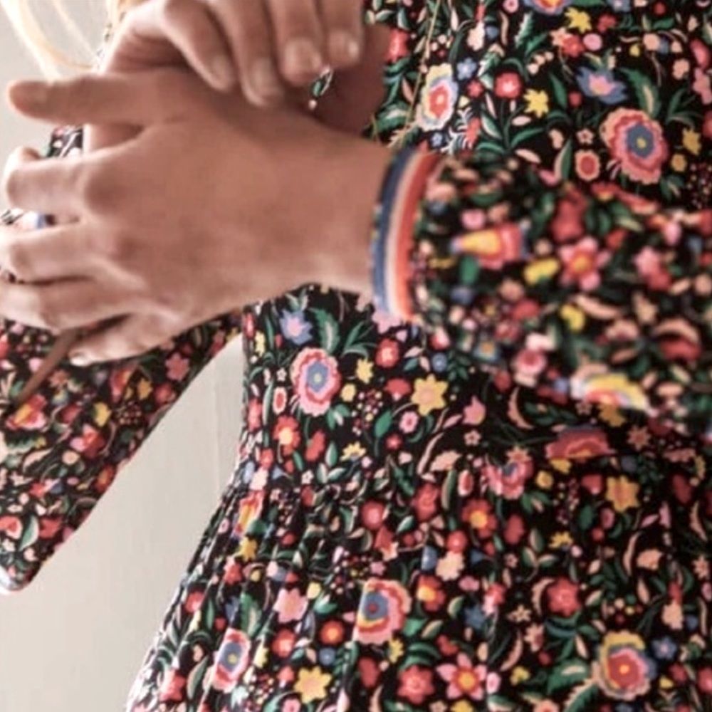 Boden Trim Detail Maxi Dress Black, Multi Floral Bloom Soft Jersey Knit Size 4 - Picture 16 of 16